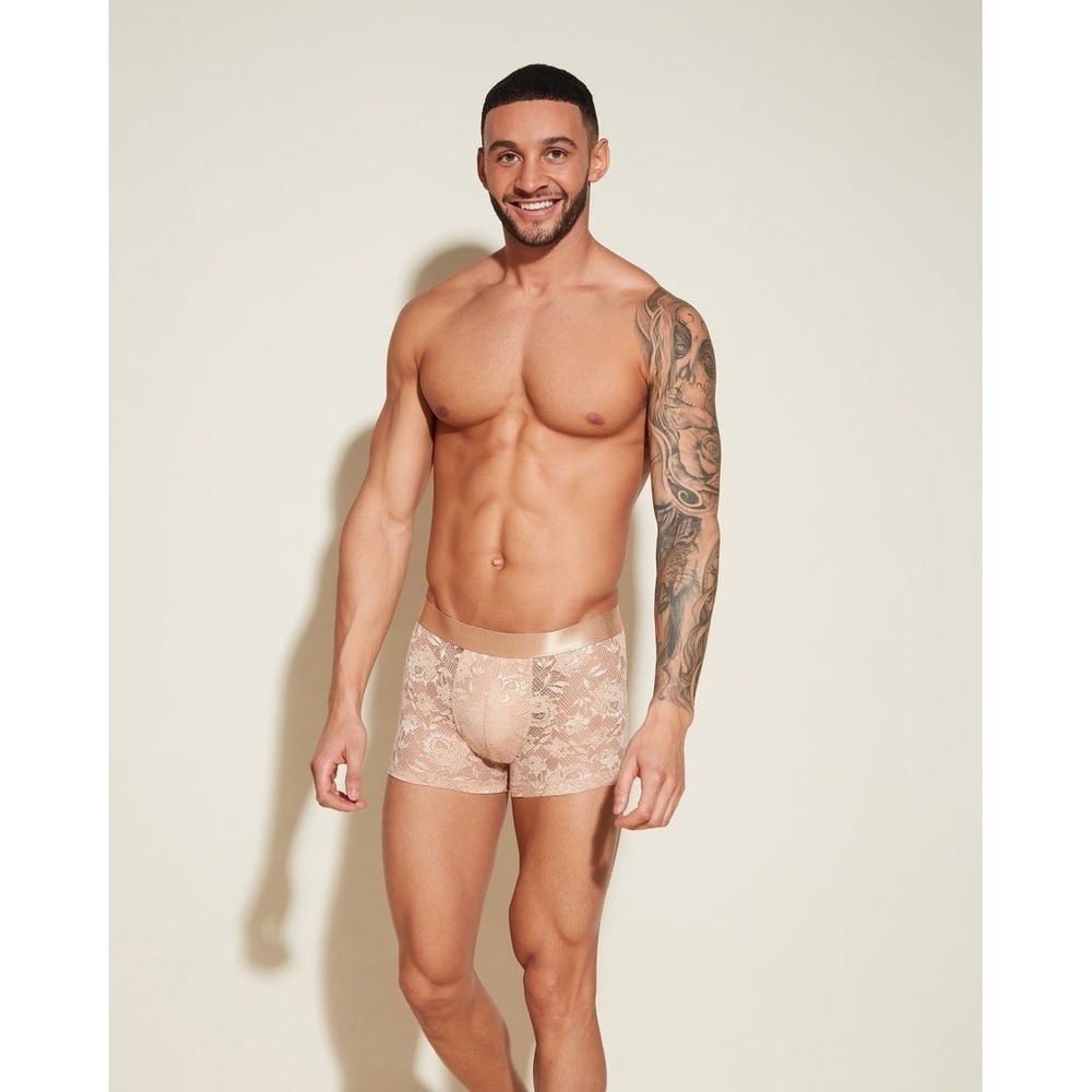 Cosabella Never Say Never Lace Trunk Shorts Nude Beige Size L NEW